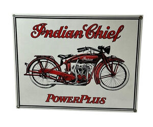 Vintage Indian Chief Power Plus Original Porcelain Sign 13" x 10.25"